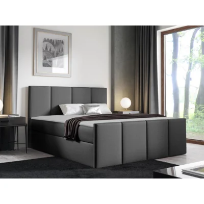 MIRJAN24 Boxspringbett LARS in Alu, Liegefläche 120x200 cm – mit Bettkasten, Bonellfederkern